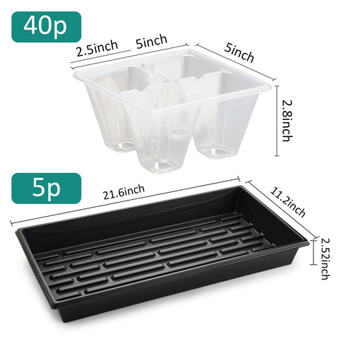 RooTrimmer clear 4-cell seed starter trays showing root growth clearly.