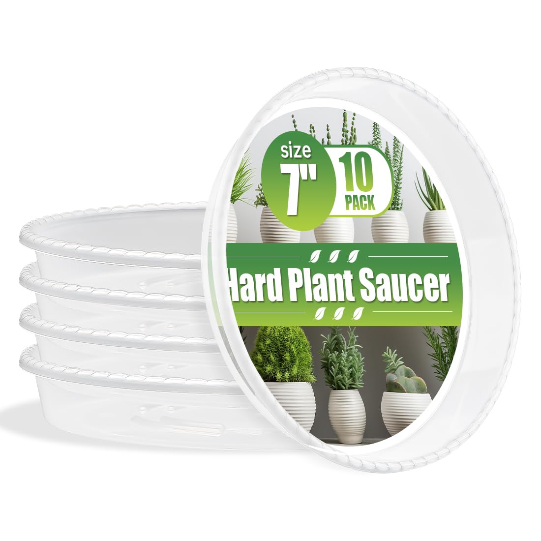 RooTrimmer clear 7-inch plant saucer with visible water level for easy monitoring