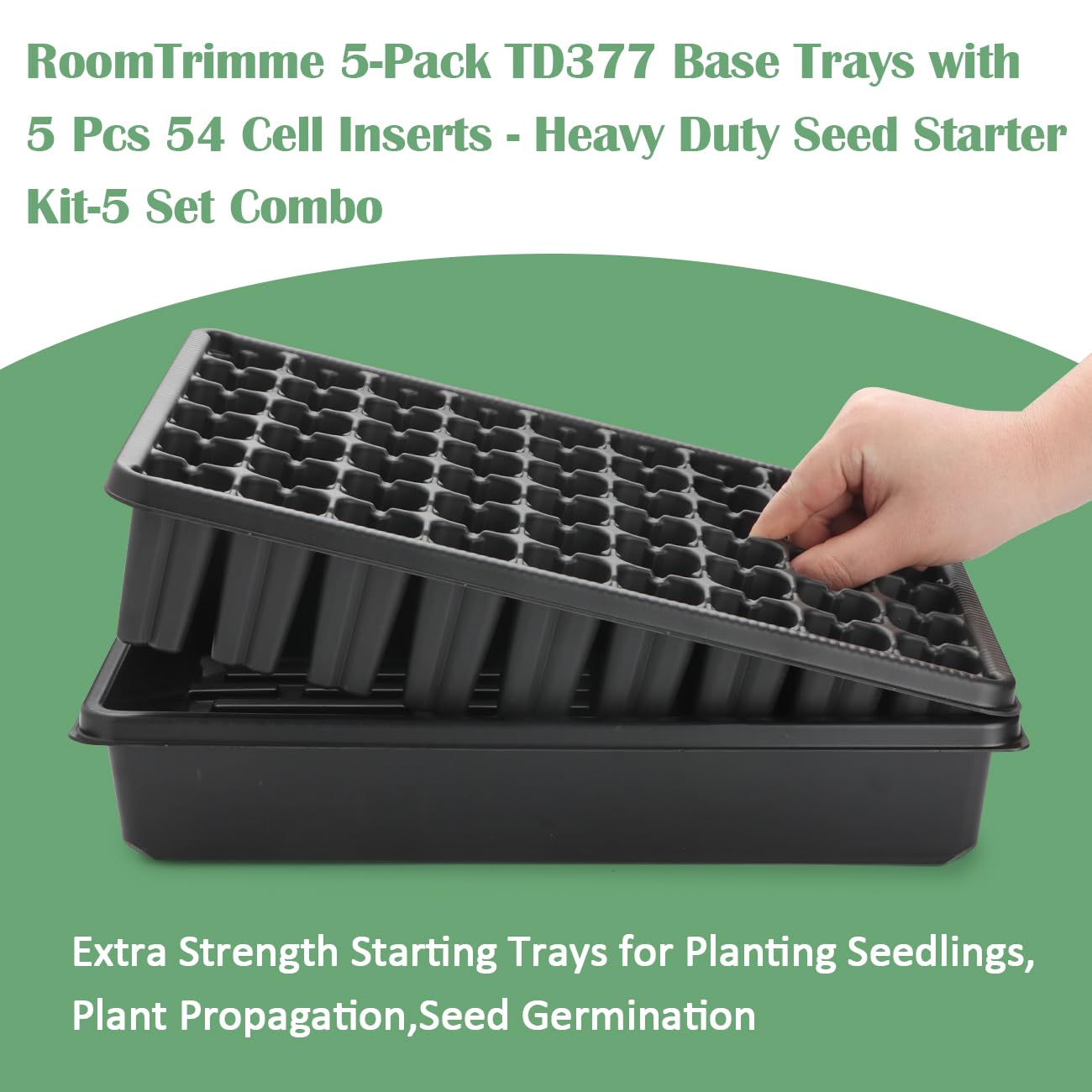 RooTrimmer deep-cell tray drainage holes support healthy root growth in seedlings.