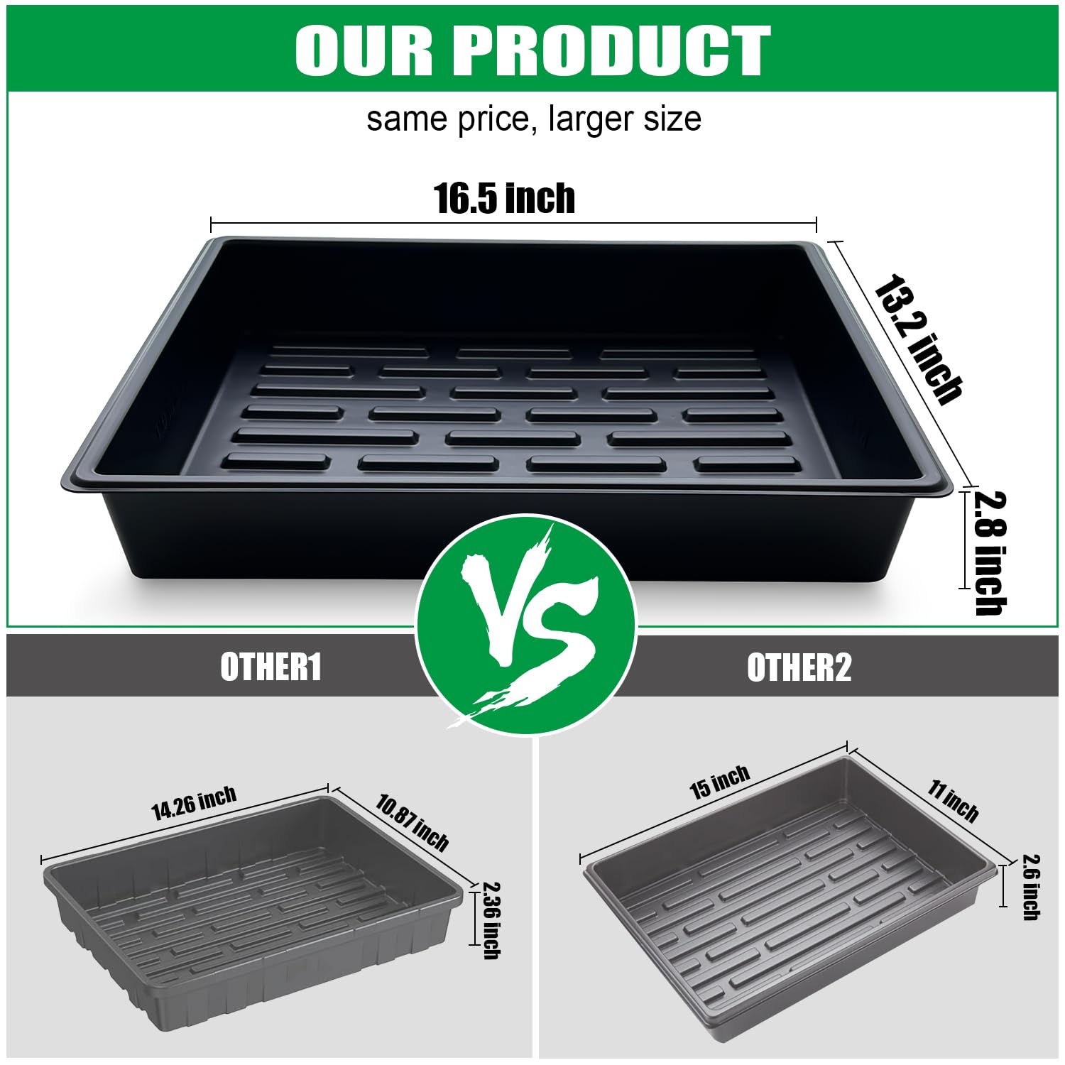 Deep RooTrimmer tray design keeps soil contained during transport.