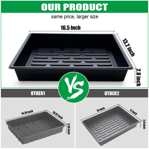 RooTrimmer plastic growing trays provide durable, reusable seedling platforms for busy indoor gardens.