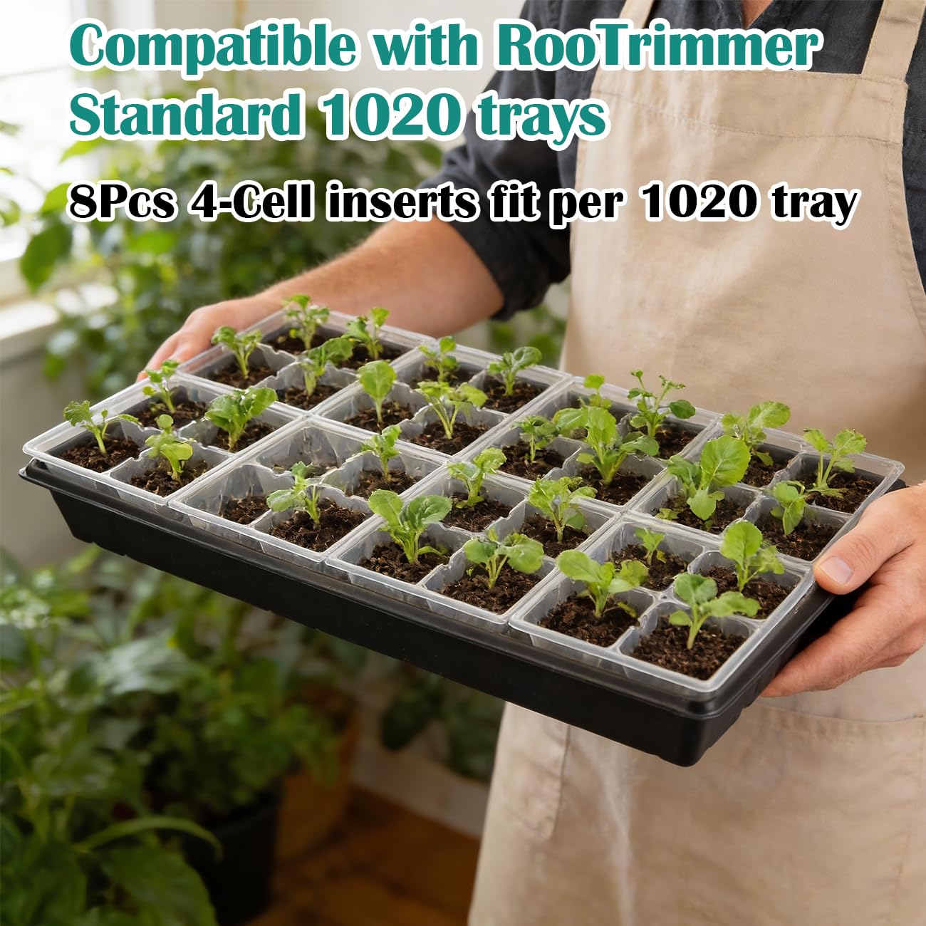 RooTrimmer trays with drainage holes enable automatic excess water release.