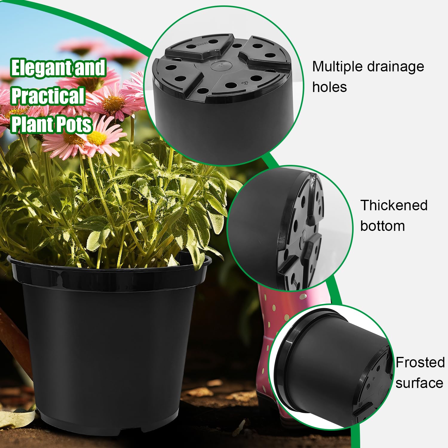 RooTrimmer durable rolled-rim pot offers long-lasting use and easy carrying.