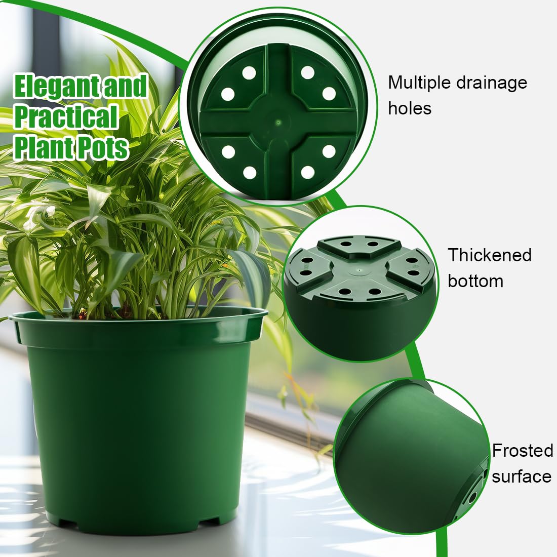RooTrimmer durable pot with rolled rim and textured surface resists slipping.