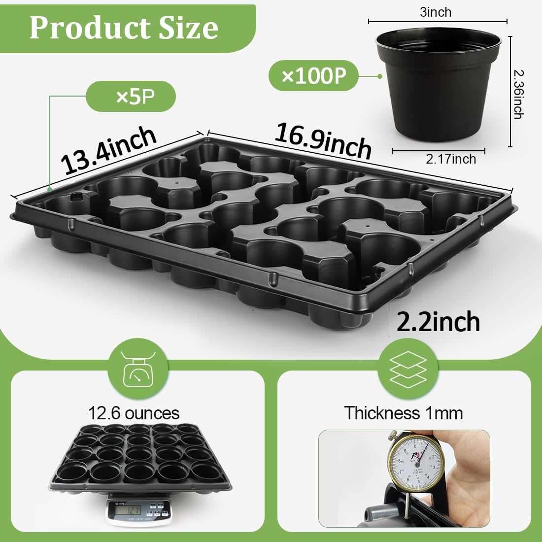 RooTrimmer five-tray seed start kit with 100 pots for efficient nursery setup.
