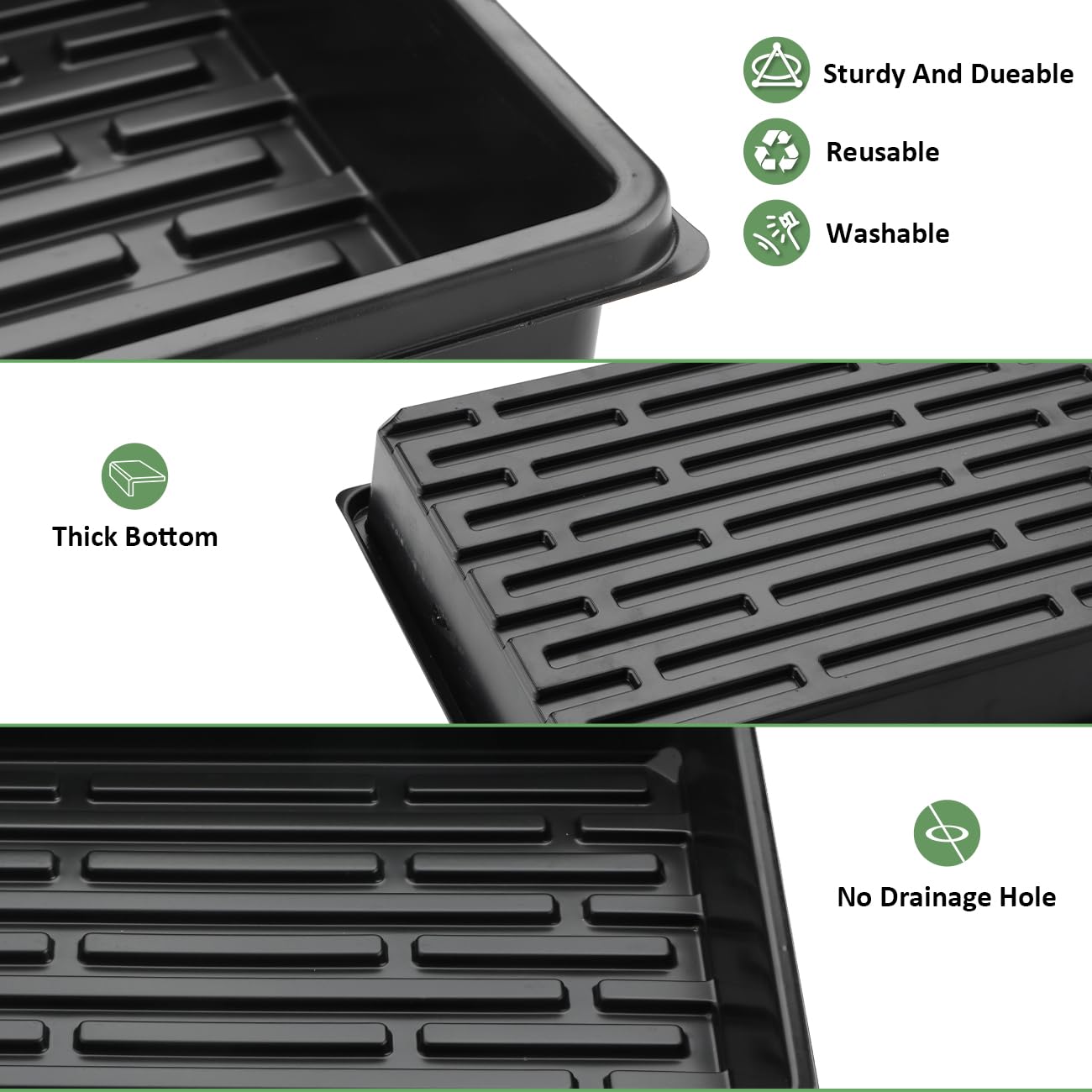RooTrimmer flat nursery tray top-down view with a roomy base for easy watering.