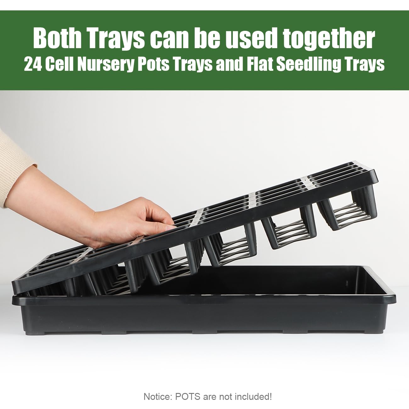 RooTrimmer flat seed-start tray 17x12 highlighting space-saving design for indoors.