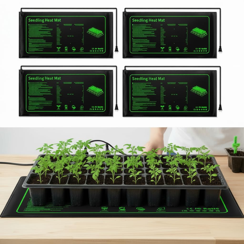 Rootrimmer heat mat for 1020 trays delivers even warmth for seedlings.