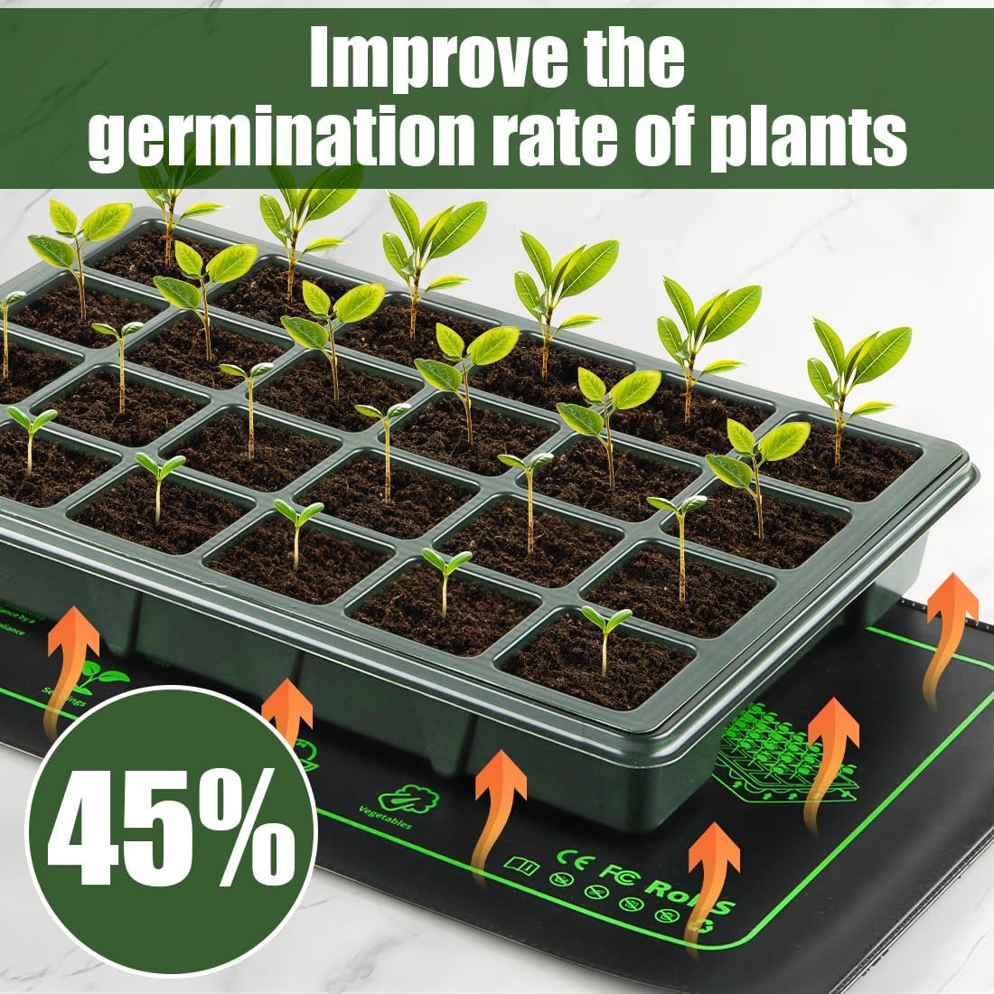 RooTrimmer heat mat for microgreens provides steady heat under a small tray for rapid sprouts.