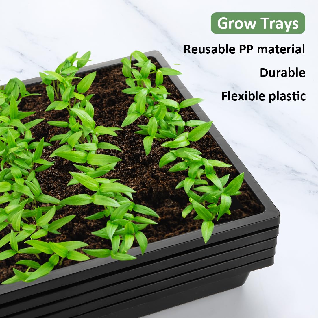 RooTrimmer indoor garden seed starter trays in a home setup.