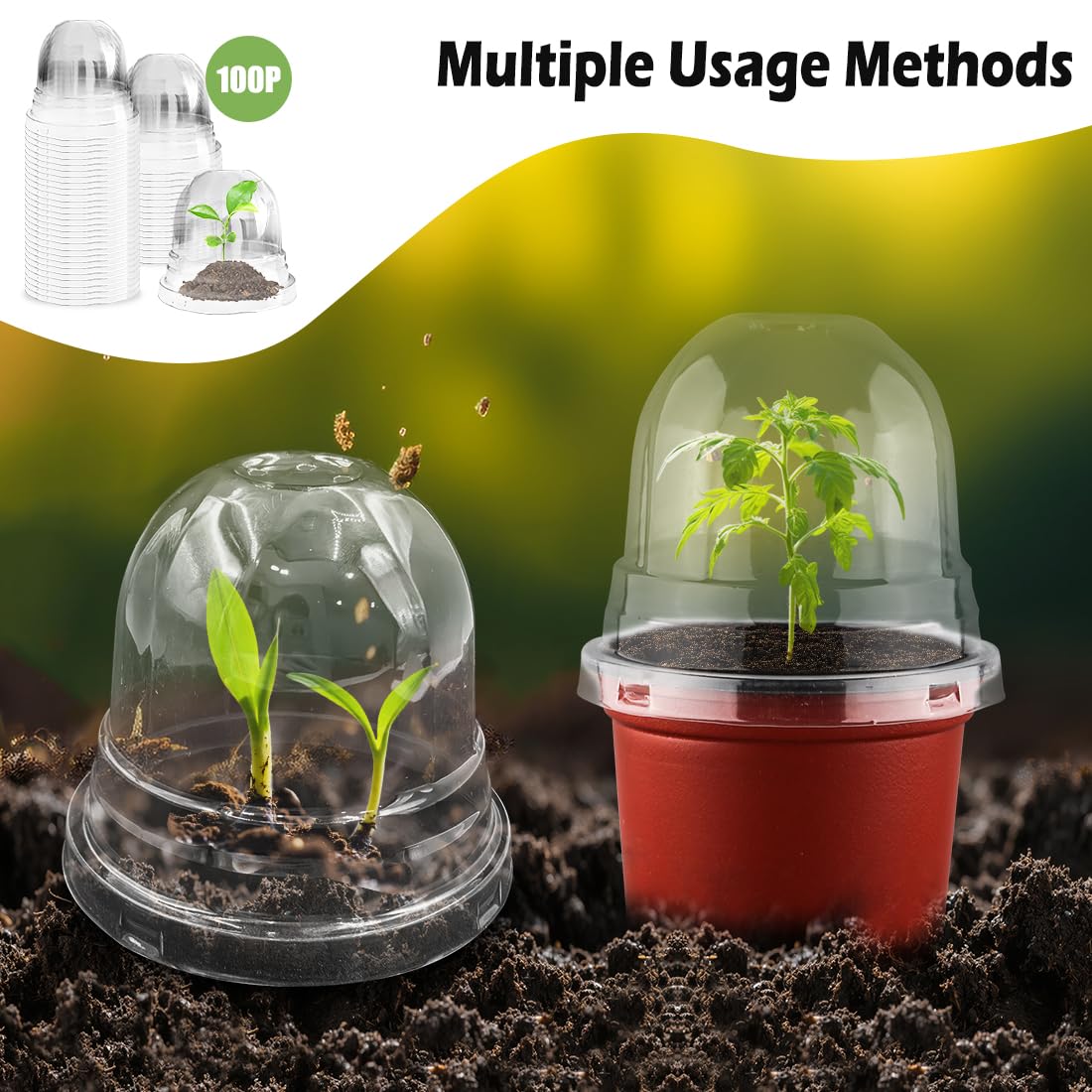 RooTrimmer stackable dome lids suit indoor and outdoor seed starting.