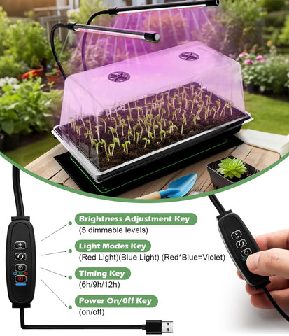 RooTrimmer LED grow lights offer three settings for balanced growth.