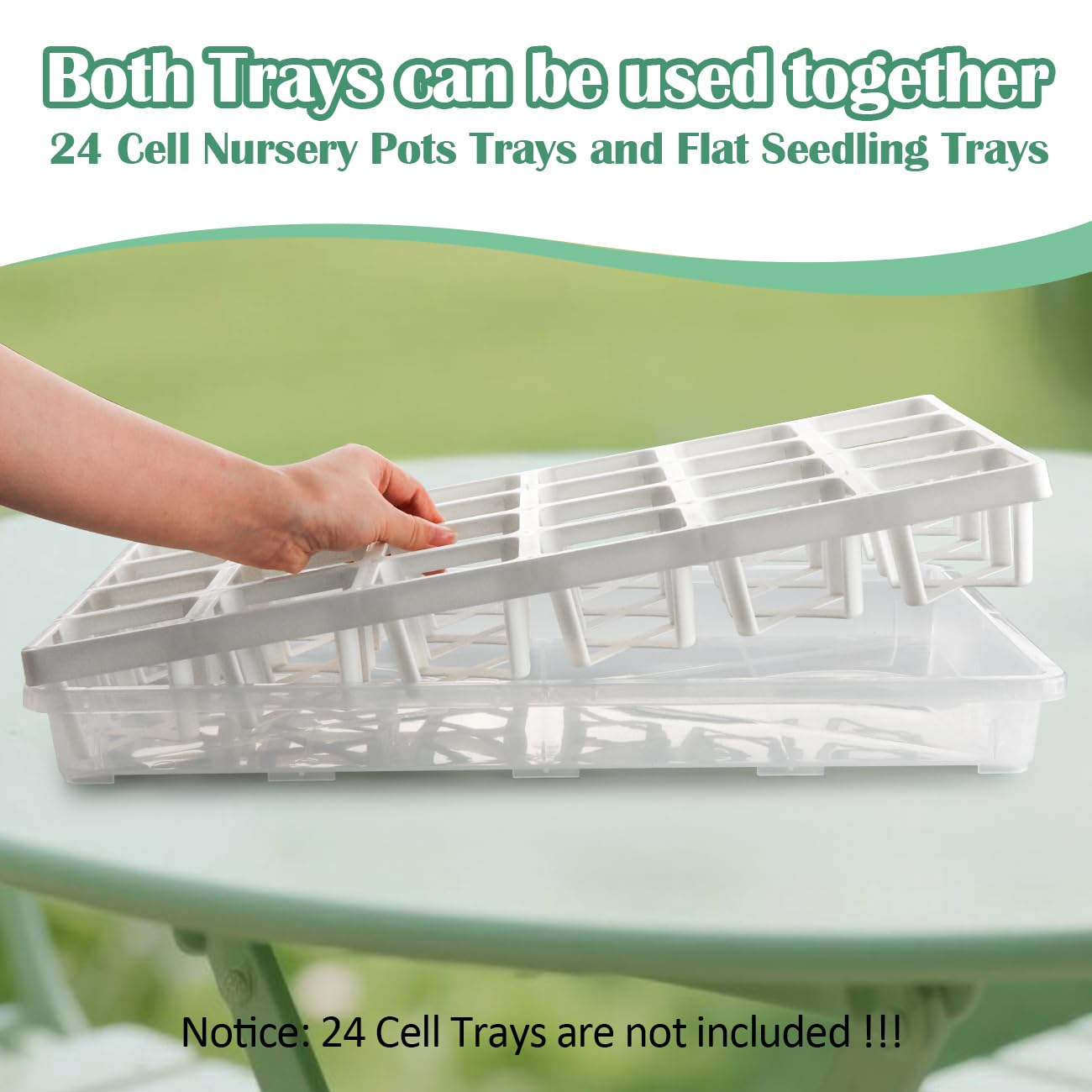 RooTrimmer no-drainage-hole trays demonstrating mess-free watering.