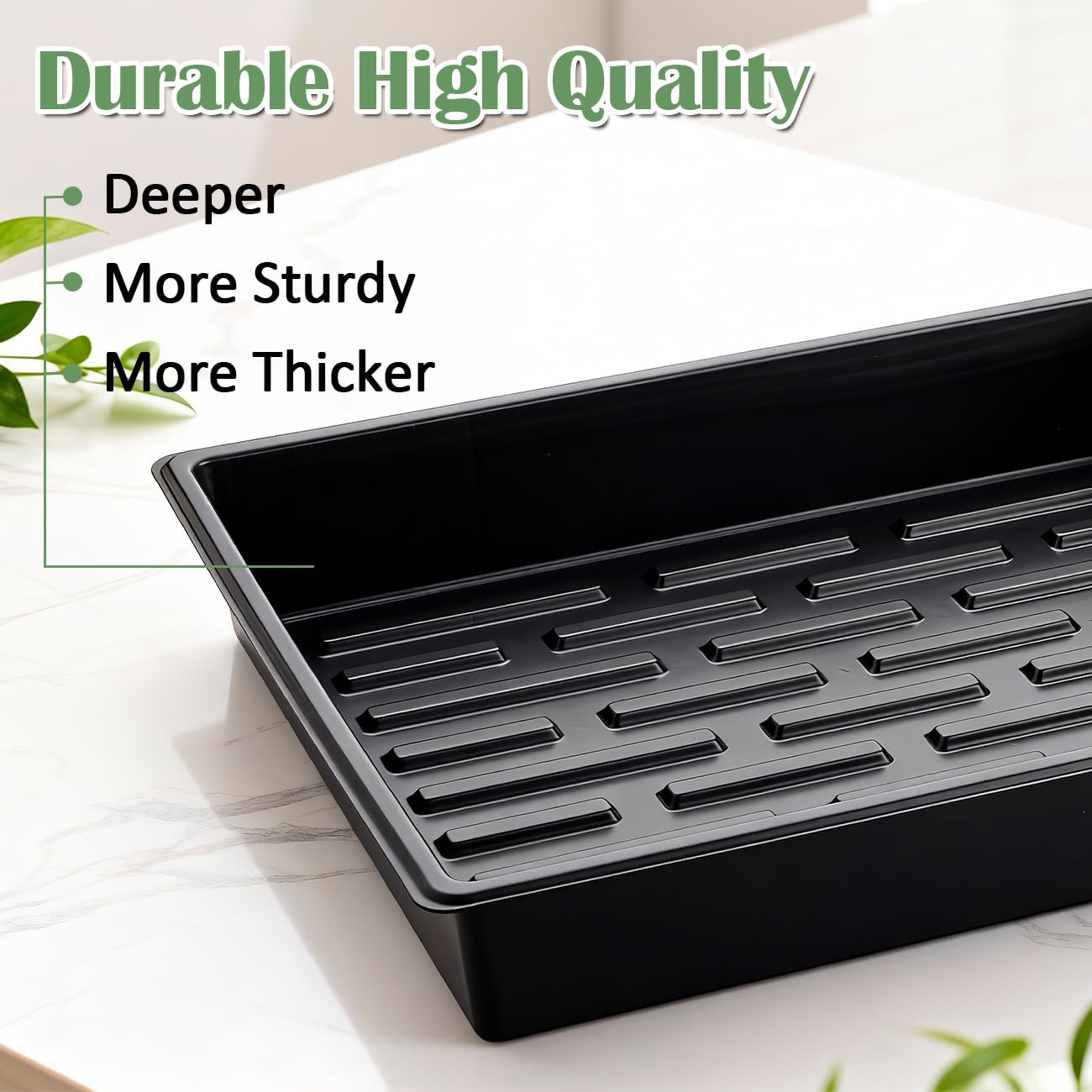 RooTrimmer no-drainage-holes trays ideal for greenhouse microgreens.