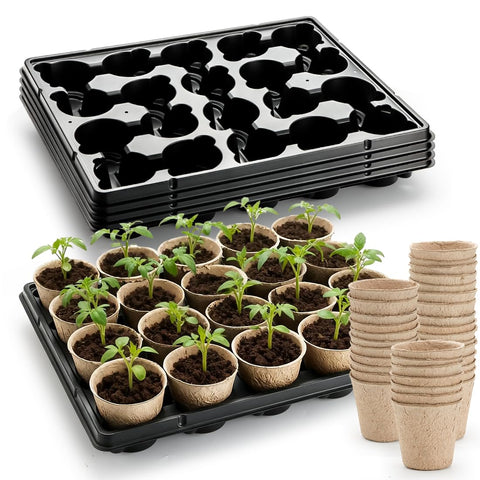 RooTrimmer 3.15 inch peat pots in a 100-pack for indoor seed starting, reducing transplant shock.