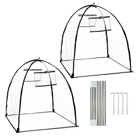 RooTrimmer plant covers shield plants from frost while staying transparent.