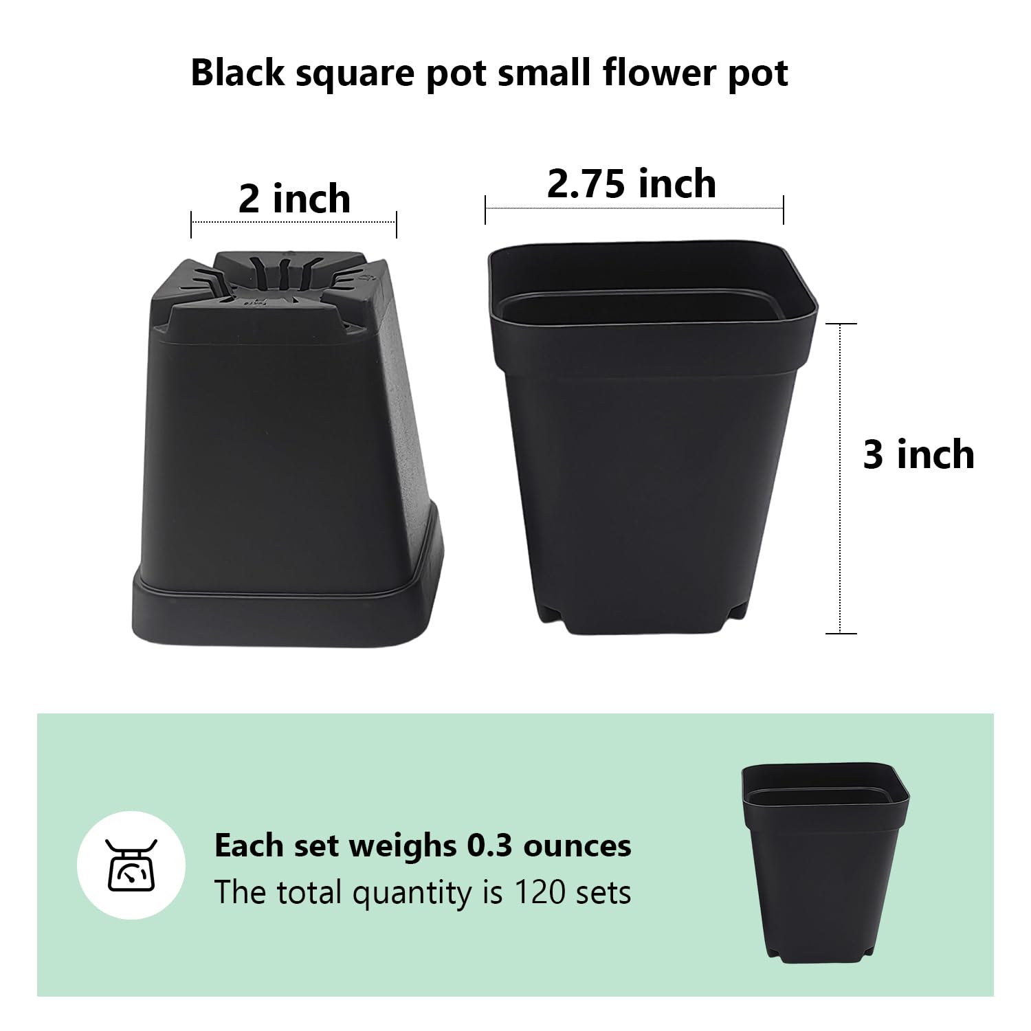 RooTrimmer 2.7in diameter square seedling pot fits germination trays.