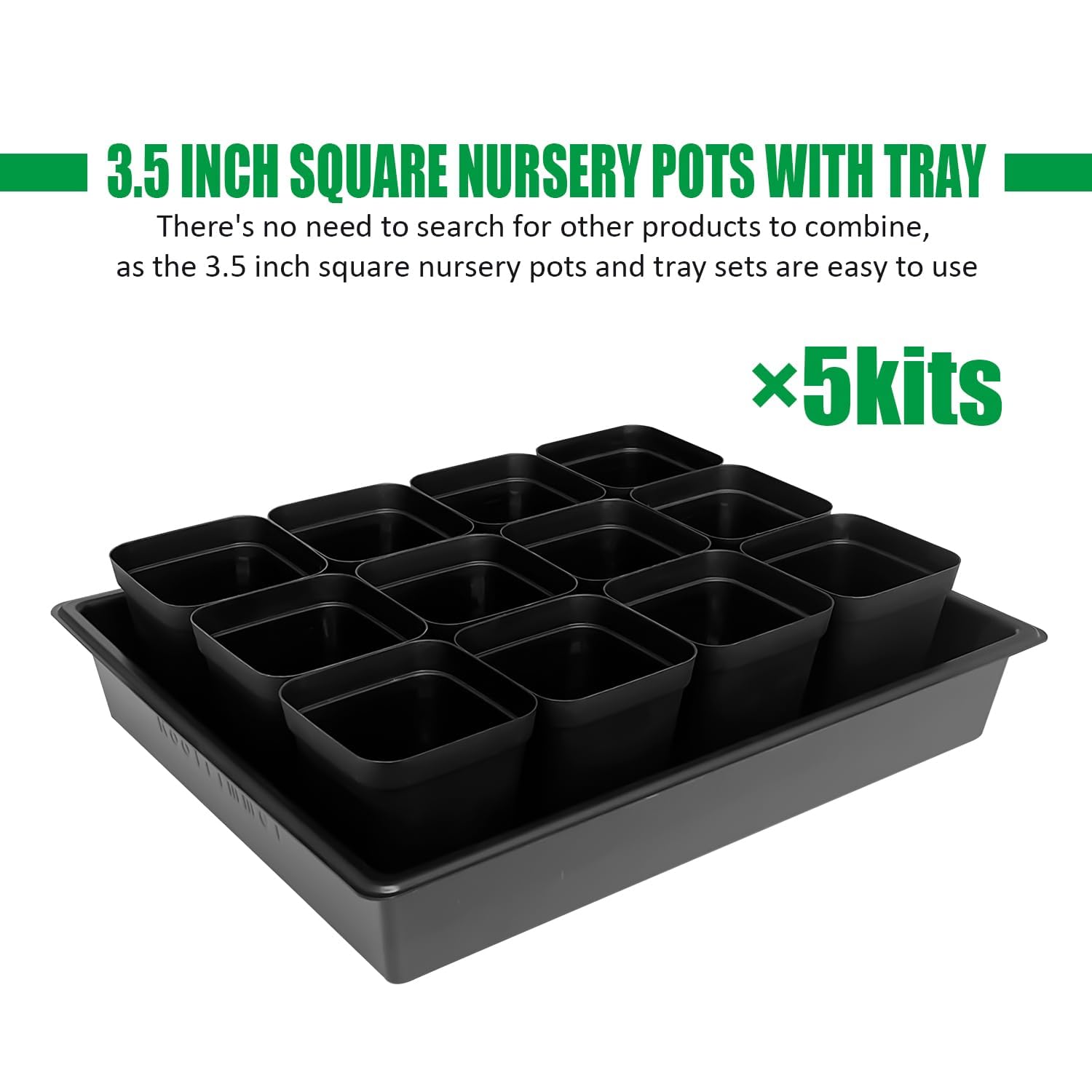 RooTrimmer seedling trays with pots side view showing sturdy construction.