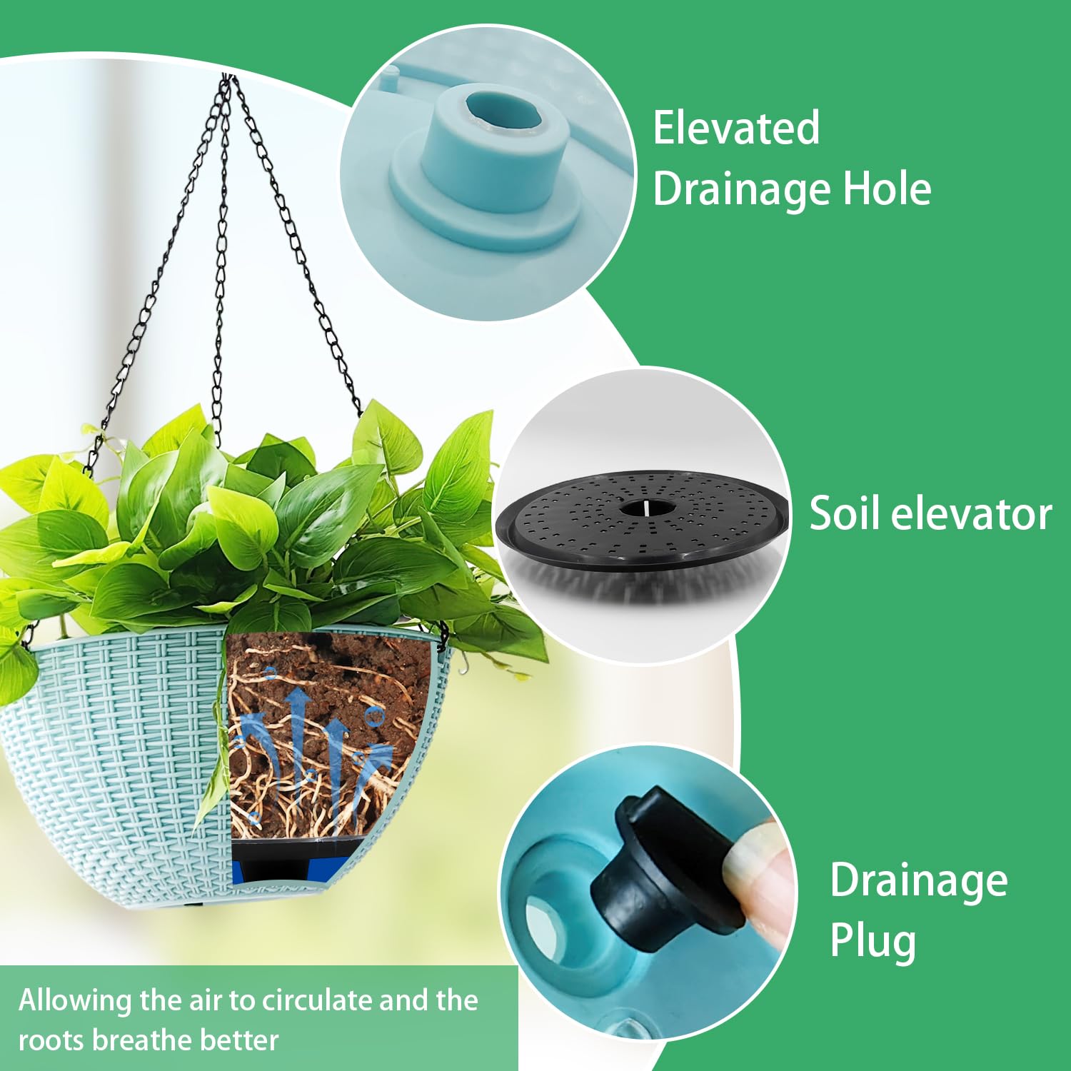 RooTrimmer self-watering tray detail provides reservoir-assisted moisture for busy days.