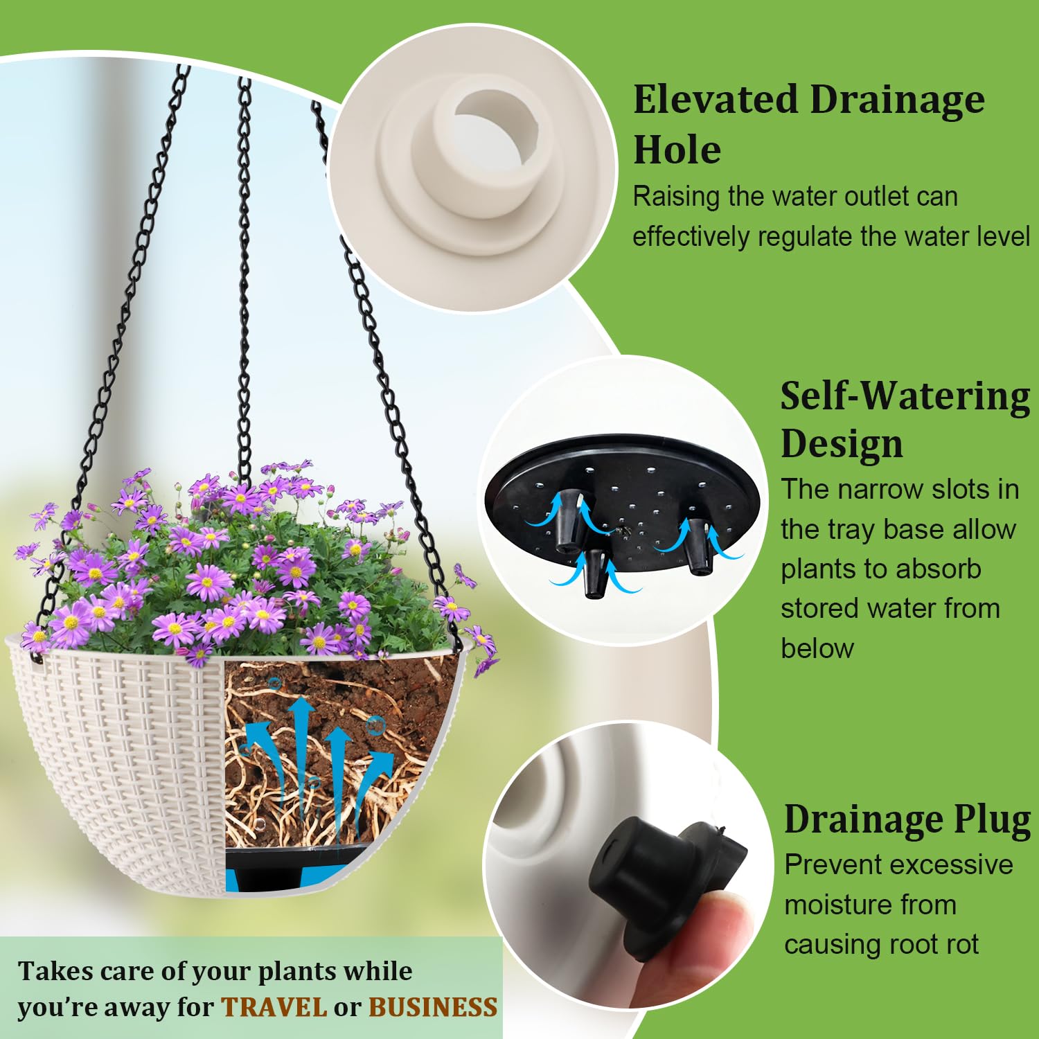 RooTrimmer self-watering tray keeps soil hydrated between waterings.