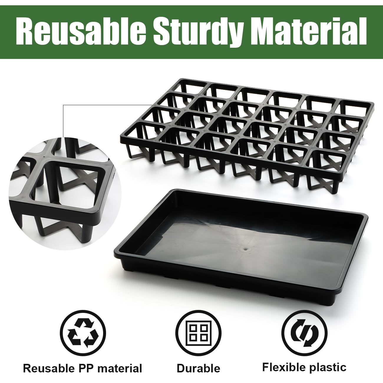 RooTrimmer smooth-edge design reduces soil spill during handling.