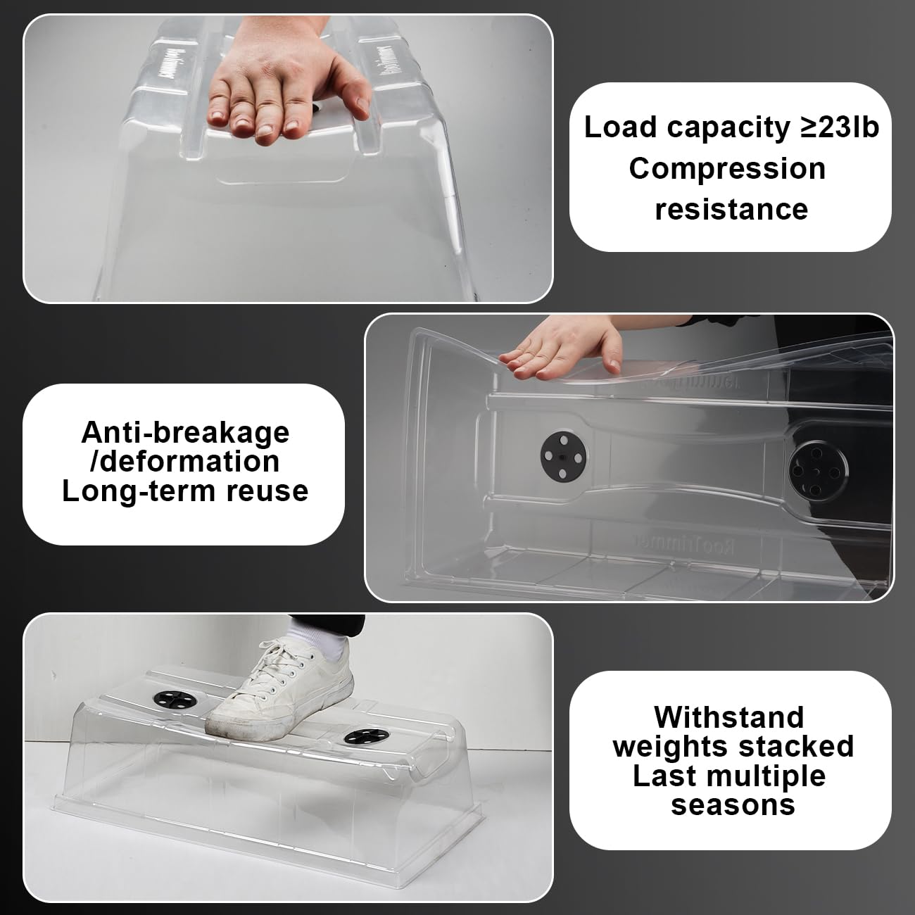 RooTrimmer snug-fit 1020 trays dome ensures secure warmth.