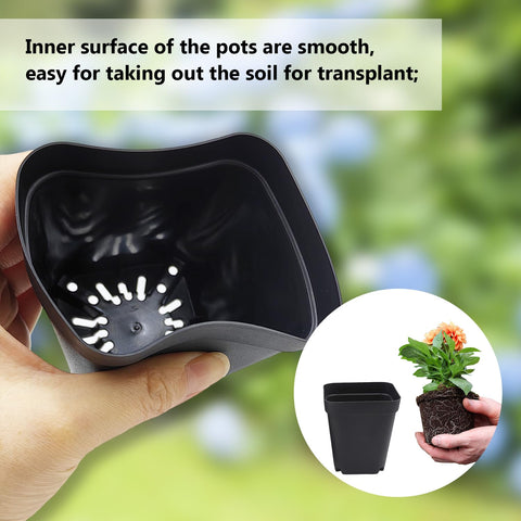 RooTrimmer square pot with matte black finish for reuse.