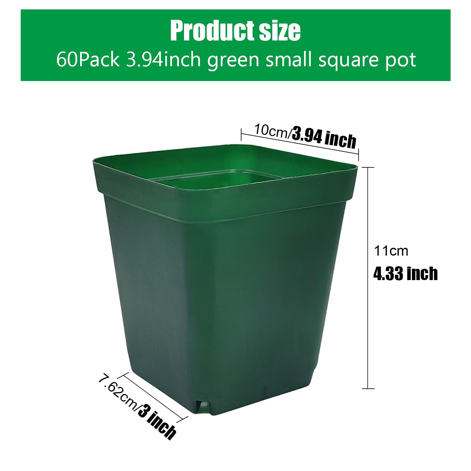 RooTrimmer drainage-holes square pot ensures proper water flow for roots.