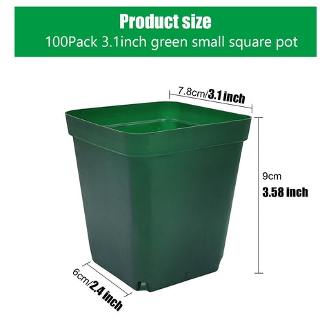 RooTrimmer square seedling pot 3.15 inch side view shows stable, stackable design.