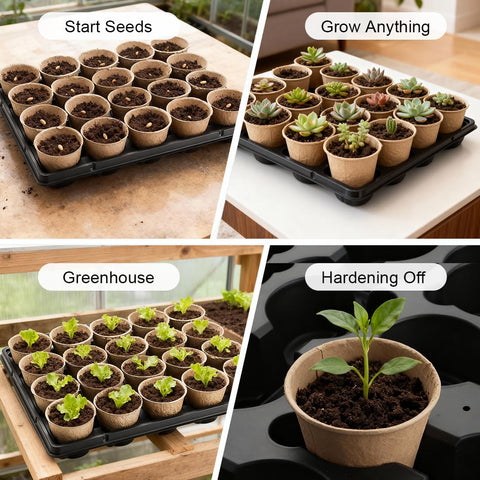 Stackable RooTrimmer trays shown for compact storage when not in use.