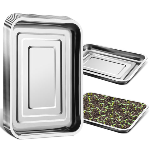 RooTrimmer stainless seed tray top view with 54-cell layout for organized seed starting