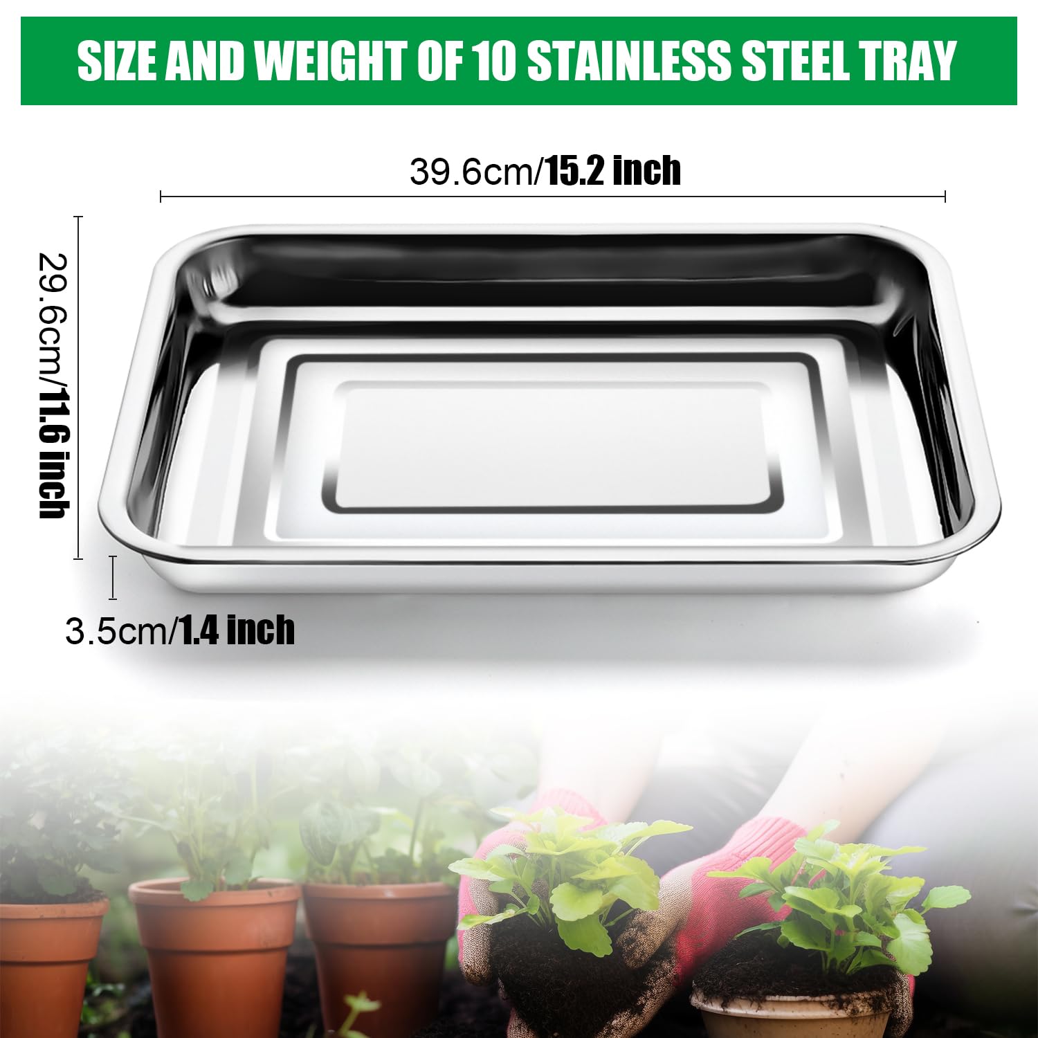 RooTrimmer seed tray top dimensions show ideal fit for plug trays