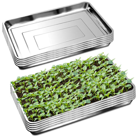 RooTrimmer stainless steel seedling tray showing no holes for moisture control and seed starting