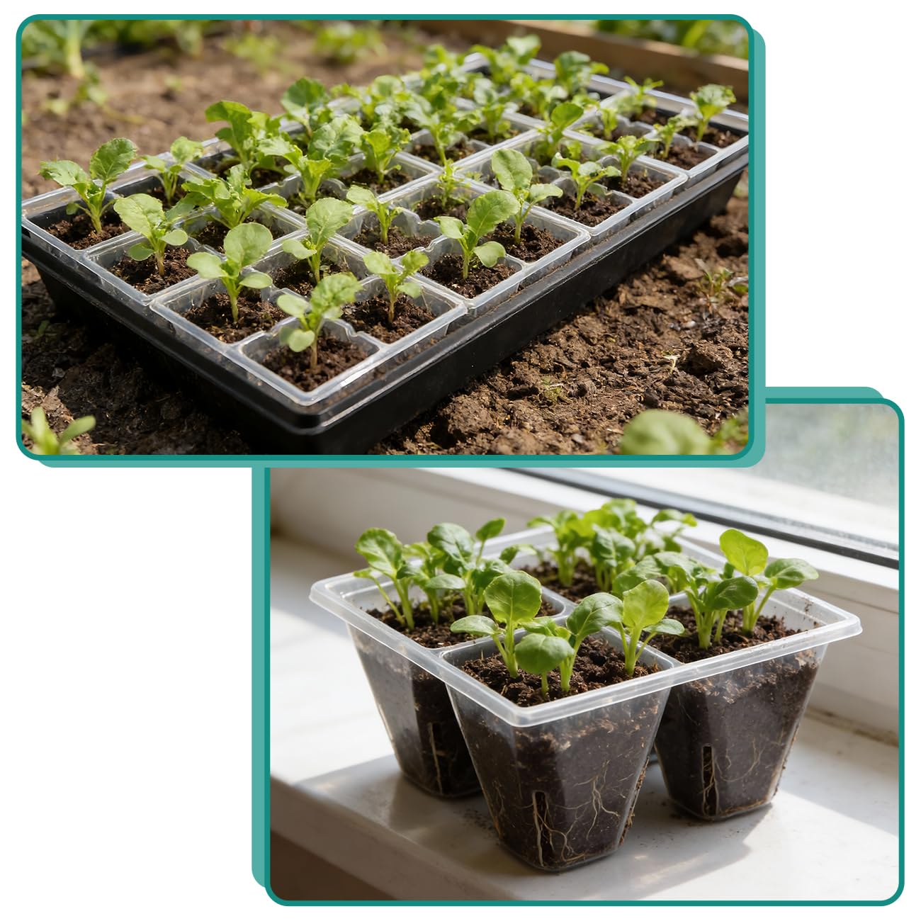 RooTrimmer 4-cell trays fit standard flats for scalable seed starting setups.