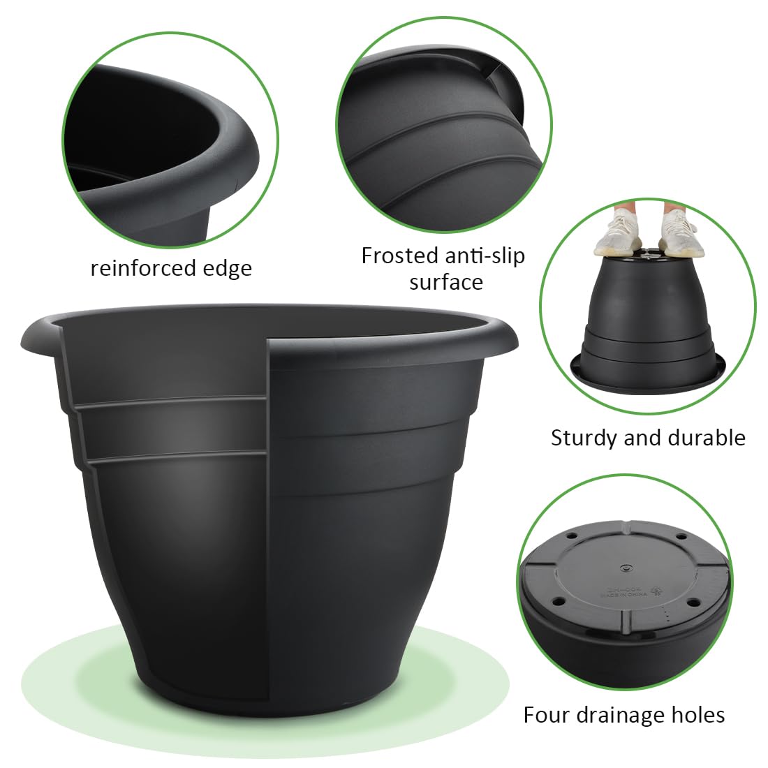 RooTrimmer textured black finish, outdoor-friendly and stylish for patios and gardens.