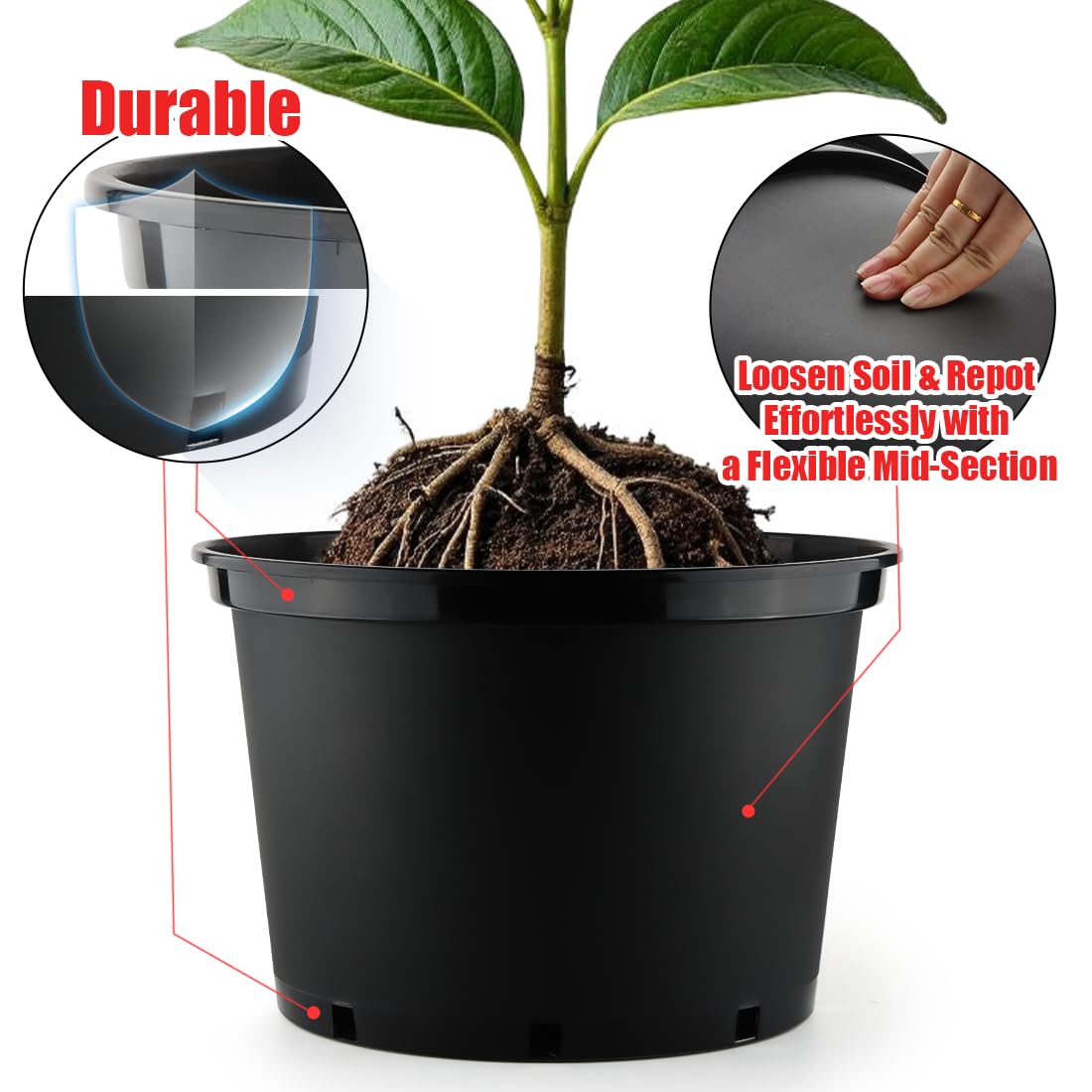 RooTrimmer thickened durable plastic pot designed for outdoor longevity.