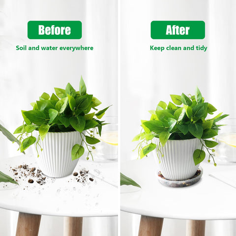 RooTrimmer thickened plastic saucer highlighting durability for heavy pots