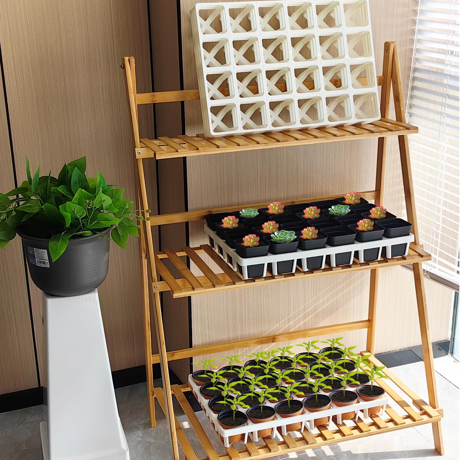 RooTrimmer-transport-ready-nursery-pot-tray keeps pots organized during moves.