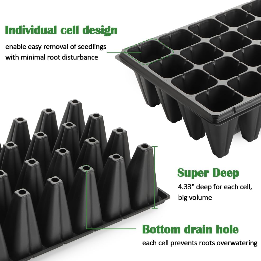 RooTrimmer trays suited for tomatoes peppers broccoli and other deep-rooted plants