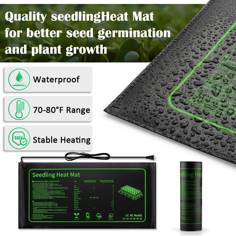 RooTrimmer waterproof heat mats maintain steady warmth for seedlings.