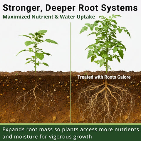 Roots Galore RG800147 microbes unlock soil nutrients to support healthy growth.