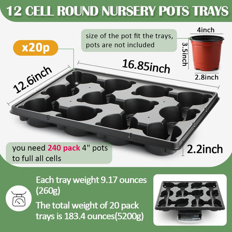 RooTrimmer tray showing 16.85 by 12.6 inch footprint for reference.