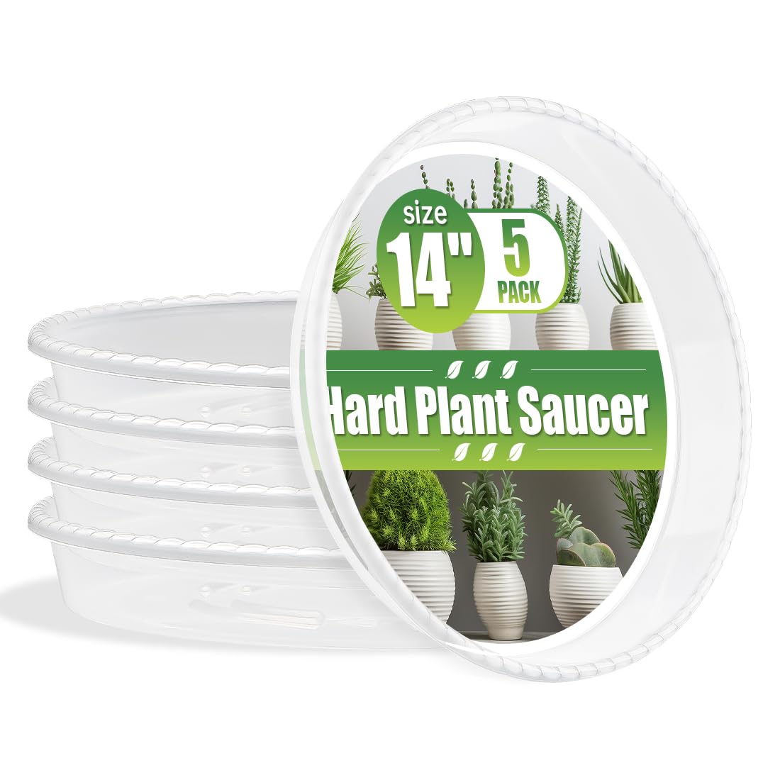 RooTrimmer 14-inch clear plant saucer with water level visibility for easy monitoring.