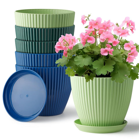 RooTrimmer blue textured 7.5-inch pot highlighting vibrant indoor decor use
