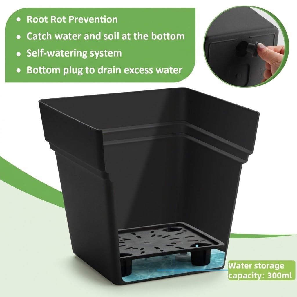 RooTrimmer bottom plug and detachable filter tray illustrate mess-free drainage.