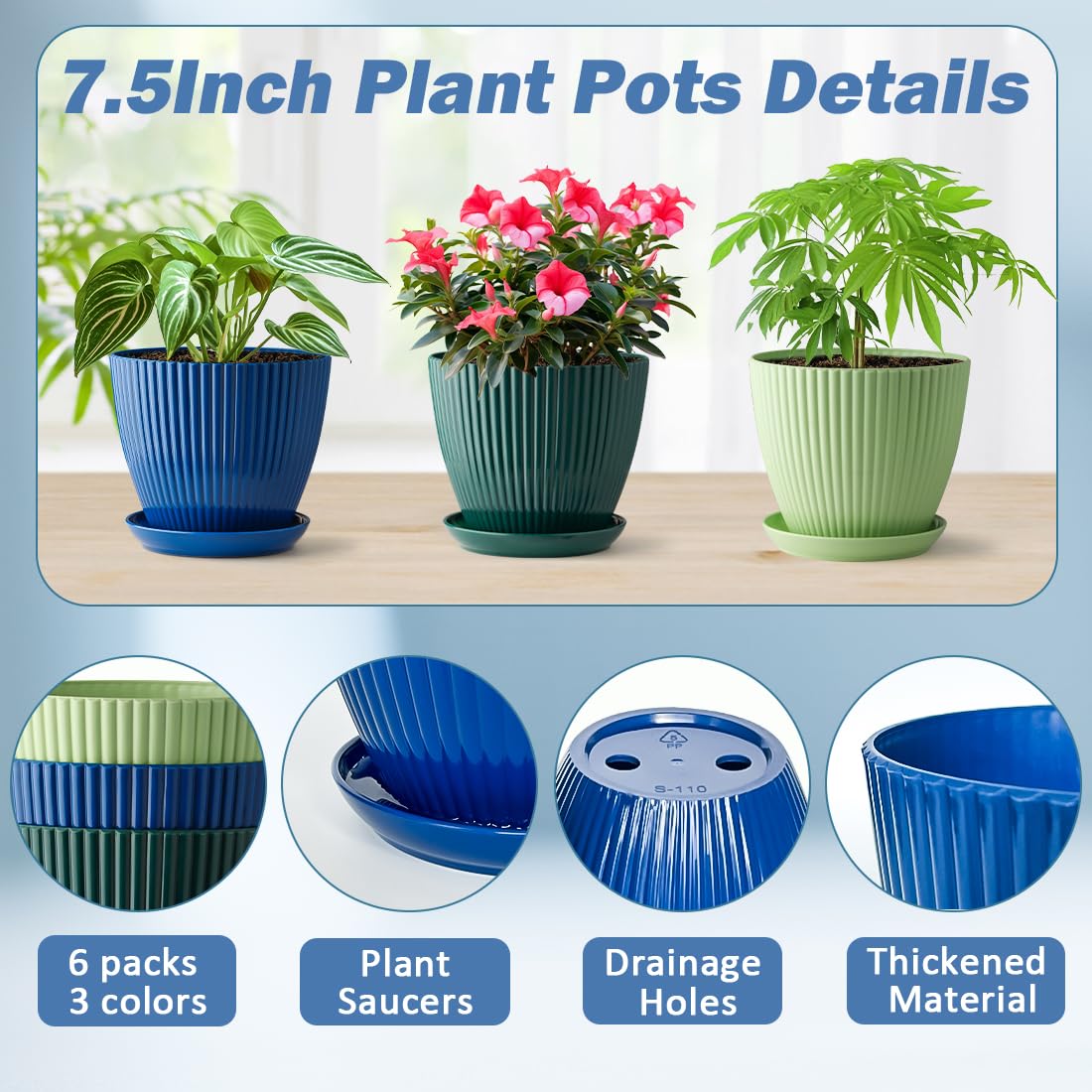 RooTrimmer patio setup with six planters for outdoor appeal