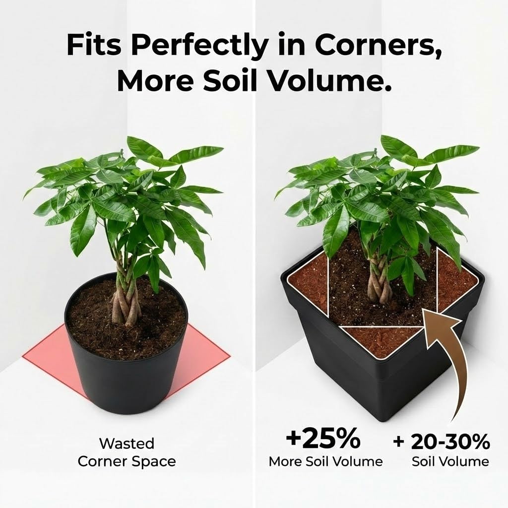 RooTrimmer seven-by-seven-by-six-point-five-inch planter with herbs on balcony.