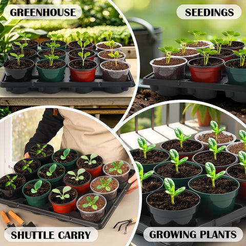 Shuttle-style RooTrimmer tray facilitates moving seedling pots efficiently.