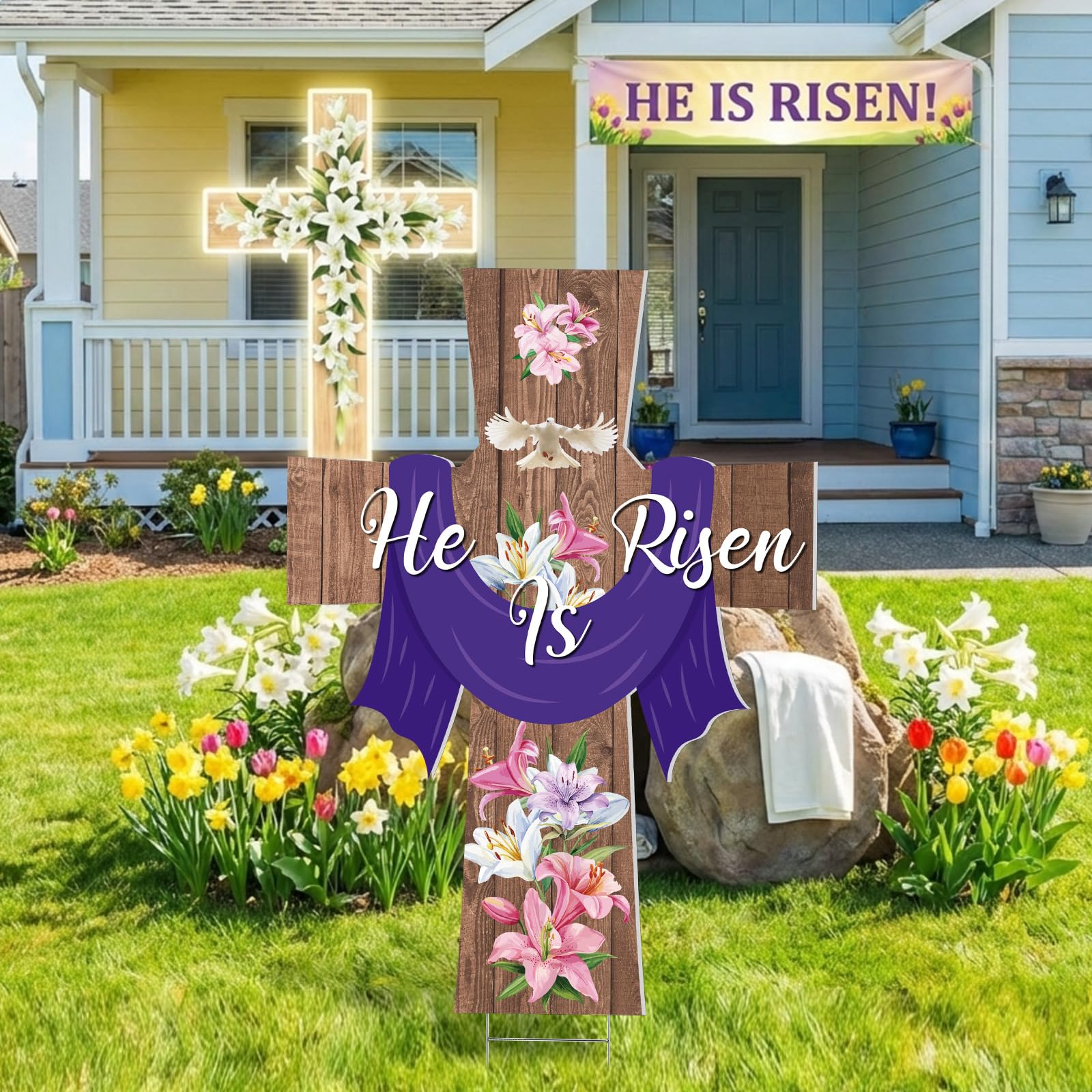 Roowest outdoor garden decor sign enhances spring ambience in yards