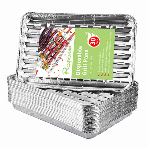 Roponan 30-pack disposable grill toppers on grill grate for easy cleanup
